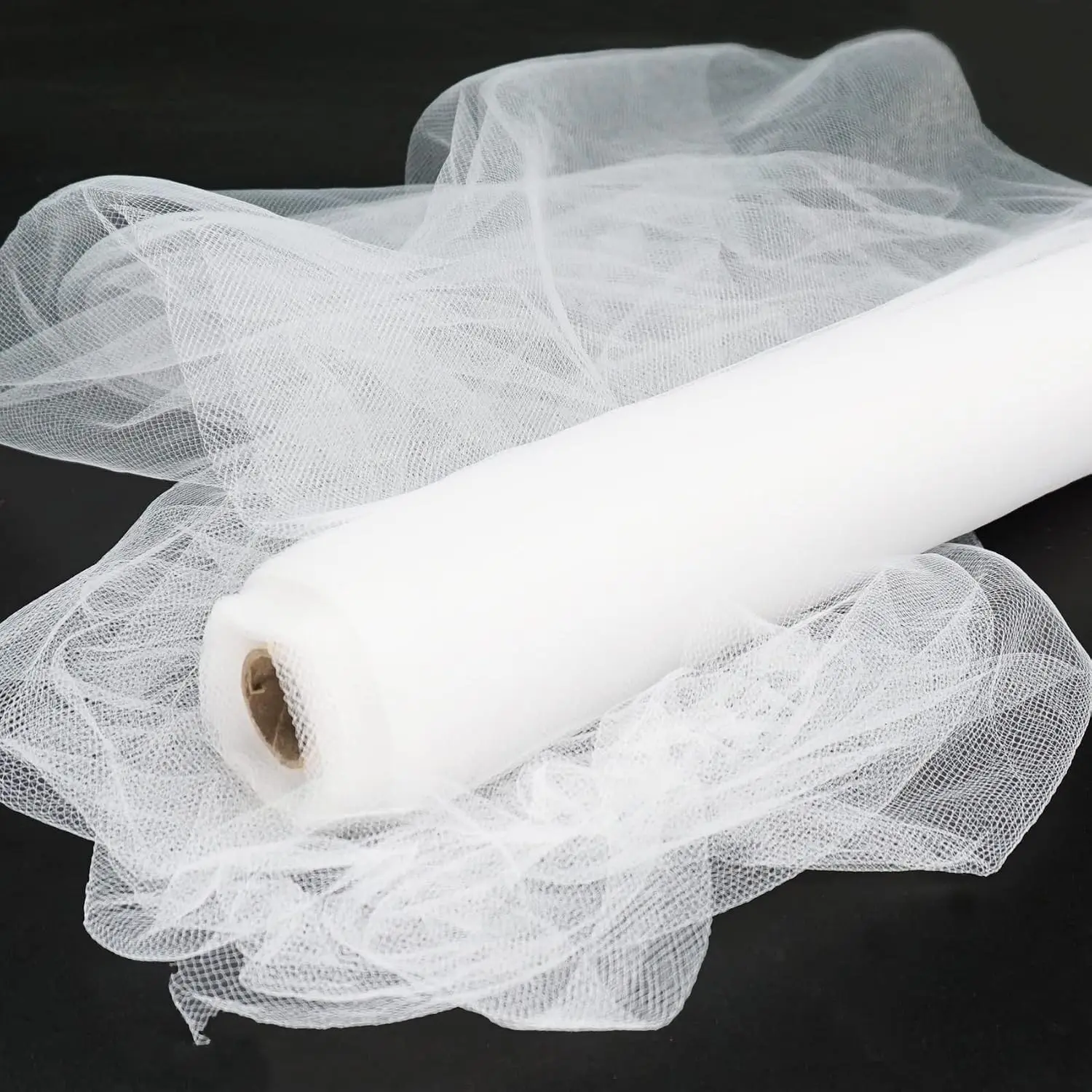 54 Inch by 10 Yards White Tulle Fabric Rolls, Soft Drape Tulle Ribbon for Wedding Party Decoration, Ceiling Decor, Tutu Skirt, Christmas Gift Wrapping