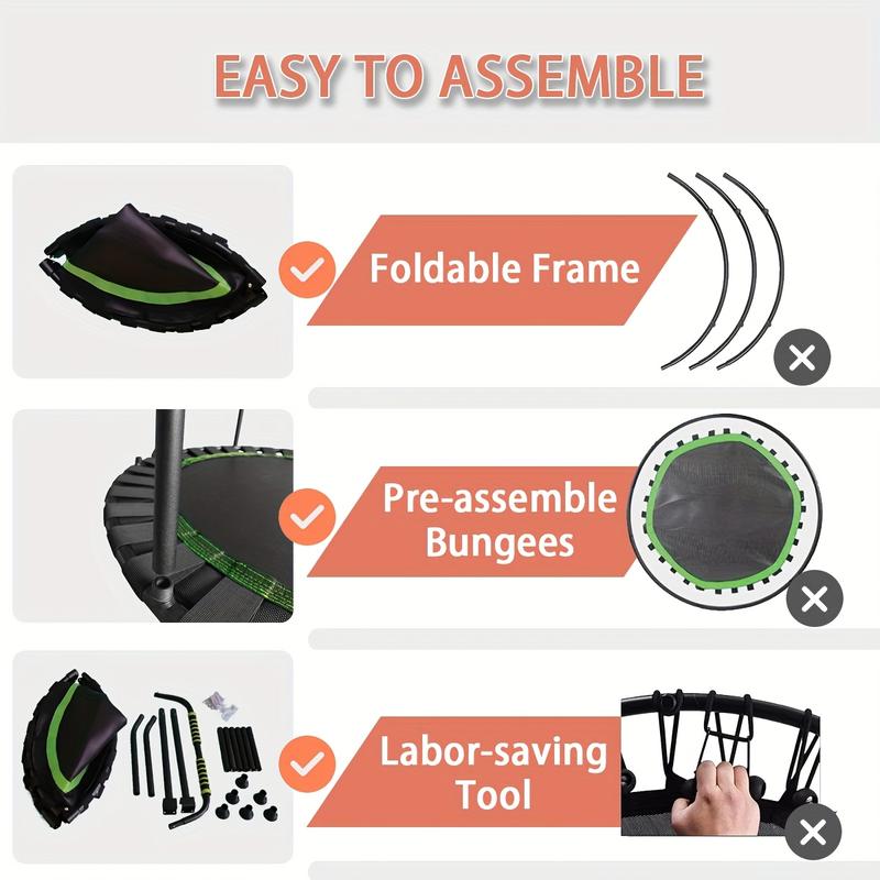 Fitness Trampoline High-Quality 40" Collapsible Mini Trampoline,- Stable & Quiet for Indoor/ Trampoline for Outside adjustable foam handle fitness rebounder exercise trampoline Home Workout Equipment Calisthenics Tools Fitness Trampoline High-Quality 40" Collapsible Mini Trampoline,- Stable & Quiet for Indoor/ Trampoline for Outside adjustable foam handle fitness rebounder exercise trampoline Home Workout Equipment Calisthenics Tools