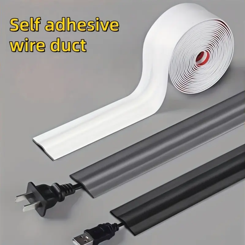 Matte Wire Concealment Tape 4 Rolls, Self-Adhesive Flexible Cable Cover, Wall Corner Straight Edge, Floor Wire Hide, Halloween Christmas Exclusive