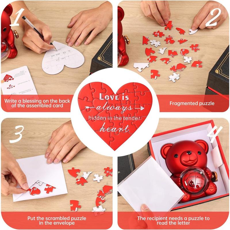 Cute Teddy Bear with Preserved Rose - A Real Rose Flower in Bear with Elegant Box - Romantic for Her in Mother's Day, Weddings, Anniversaries, and Bridal Showers (Red) Cute Teddy Bear with Preserved Rose - A Real Rose Flower in Bear with Elegant Box - Romantic for Her in Mother's Day, Weddings, Anniversaries, and Bridal Showers (Red)