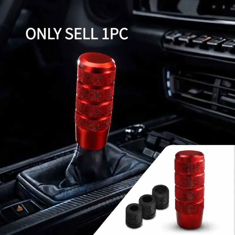 Car Shifter Knob, Aluminum Gear Shift Style Knobs, 3.74" Red Shift Knob with 3 Threaded Adapters M8 M10 M12 x 1.25 Fit Universal Manual Transmission, Automotive, Trucks