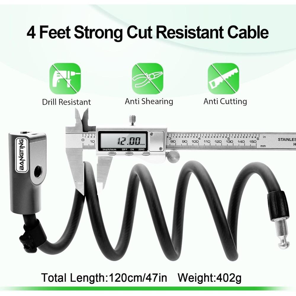 THE WELL KEPT 4 Feet Electric Scooter Bike Lock with Mounting Bracket & 2 Keys-12mm Thick Heavy Duty Keyed Cable Lock, Anti Theft Weatherproof For E-Scooter,Bicycle,Kids Bike,Ebike,Scooter,Stroller THE WELL KEPT 4 Feet Electric Scooter Bike Lock with Mounting Bracket & 2 Keys-12mm Thick Heavy Duty Keyed Cable Lock, Anti Theft Weatherproof For E-Scooter,Bicycle,Kids Bike,Ebike,Scooter,Stroller