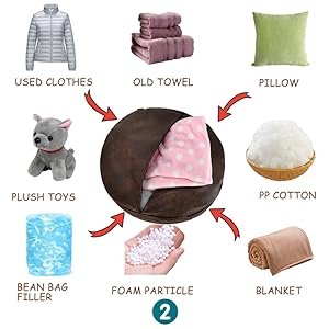 Unstuffed Faux Leather Pouf Cover, Floor Footrest Cushion - 16.5"Dx12"H, Matte Coffee