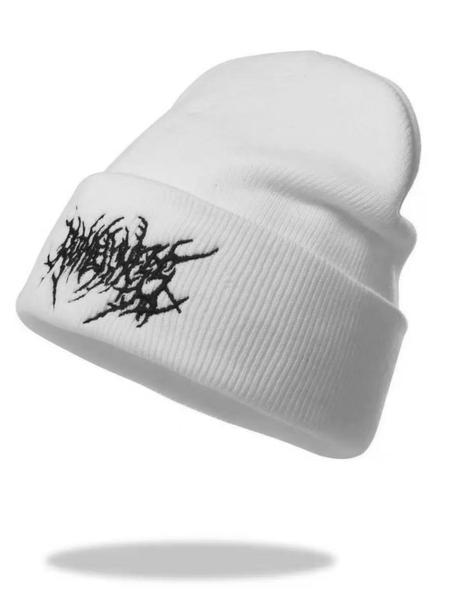 Solid Color Embroidered Gothic Street Punk Knitted Hat – Warm Ski Cap for Autumn and Winter, Unisex Couple Style, Soft Comfortable Cold Weather Headwear, TikTokShopBlackFriday design baseball Assorted Acrylic Knit Beanie Set skull adjustable casual wear