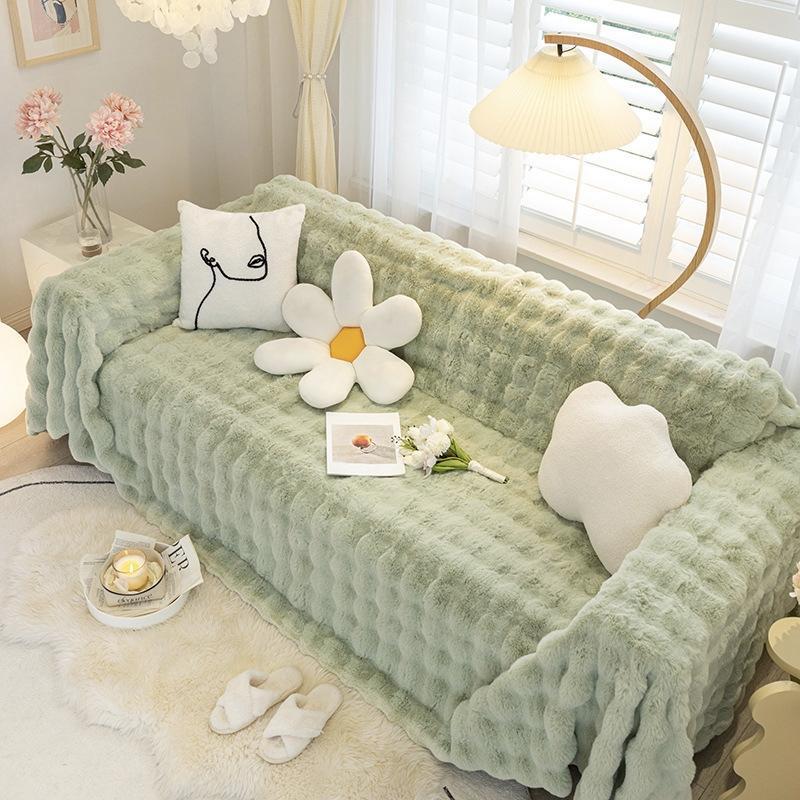 Solid Color Faux Fur Sofa Cover, 1 Count Soft Comfortable Sofa Slipcover, Couch Covers, Couch Protector for Home Living Room Bedroom Hotel Dormitory, Sofa Cushion Cover, Durable Cushions