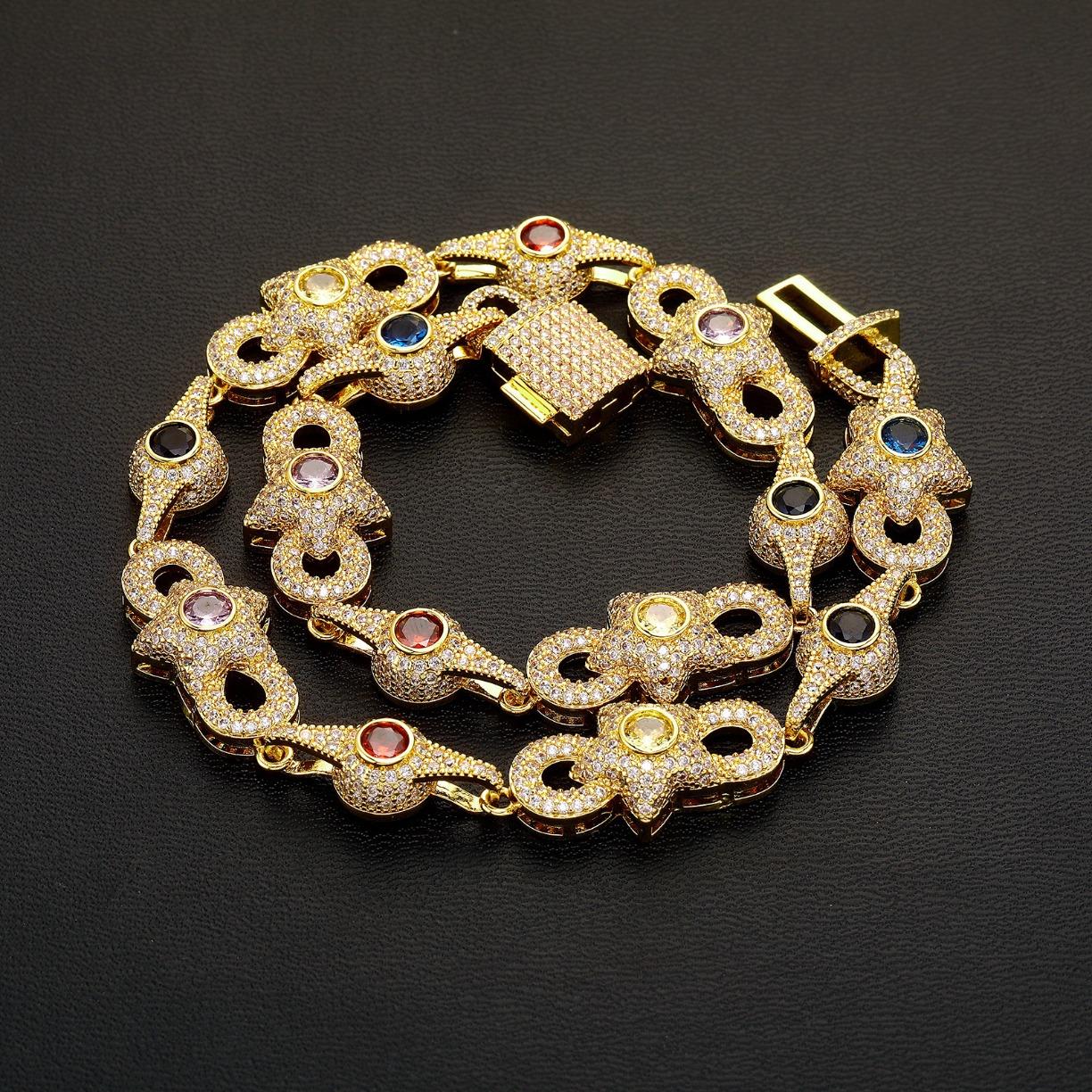 Iced Out Star Eye Moissanite Bracelet Necklace Prong Setting Moissanite Infinity Cuban Link Chain Women Men Hip Hop Fashion Jewelry