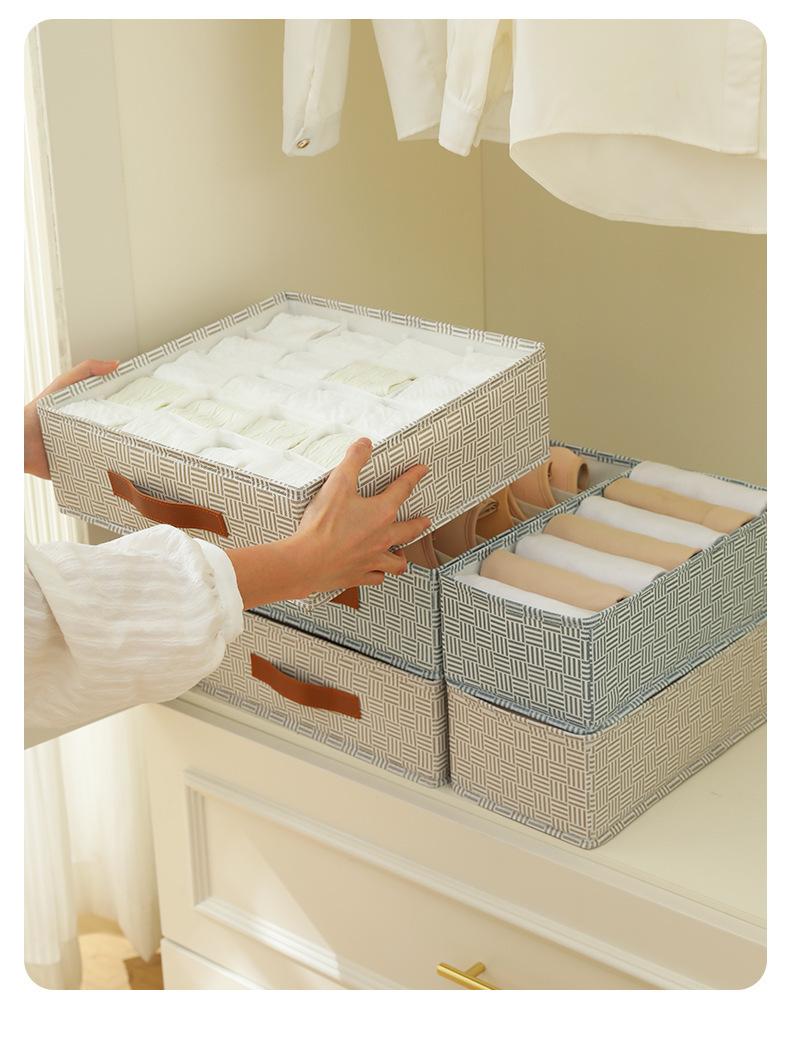 Underwear Drawer Organizer, 6/7/20 Grid Bra Panty Socks Storage Box, Foldable Lingerie Divider for Bedroom Dorm Closet