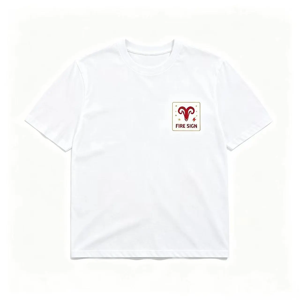 Minimalist Zodiac Graphic Tee – Fire Sign Ram Icon, Small Chest Print Cotton Shirt, Perfect Gift for Her, Best Daily Casual or Summer Outfit for Friends