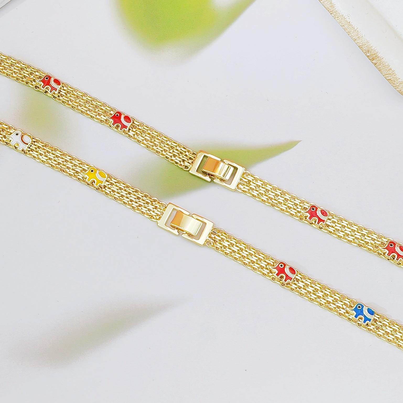 Light Luxury Bohemian Colorful Lucky Elephant Bracelet, Niche High-End Design, Stylish Versatile Fashion Jewelry for Daily & Festival Wear