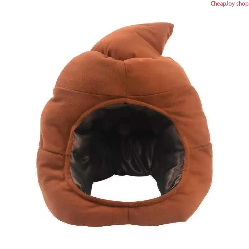 Funny Poop Plush Hat, cute cartoon novelty headwear, soft fluffy costume head cover, fun selfie photo prop, playful party accessory for casual shots, cosplay and daily funny styling Cool Hats