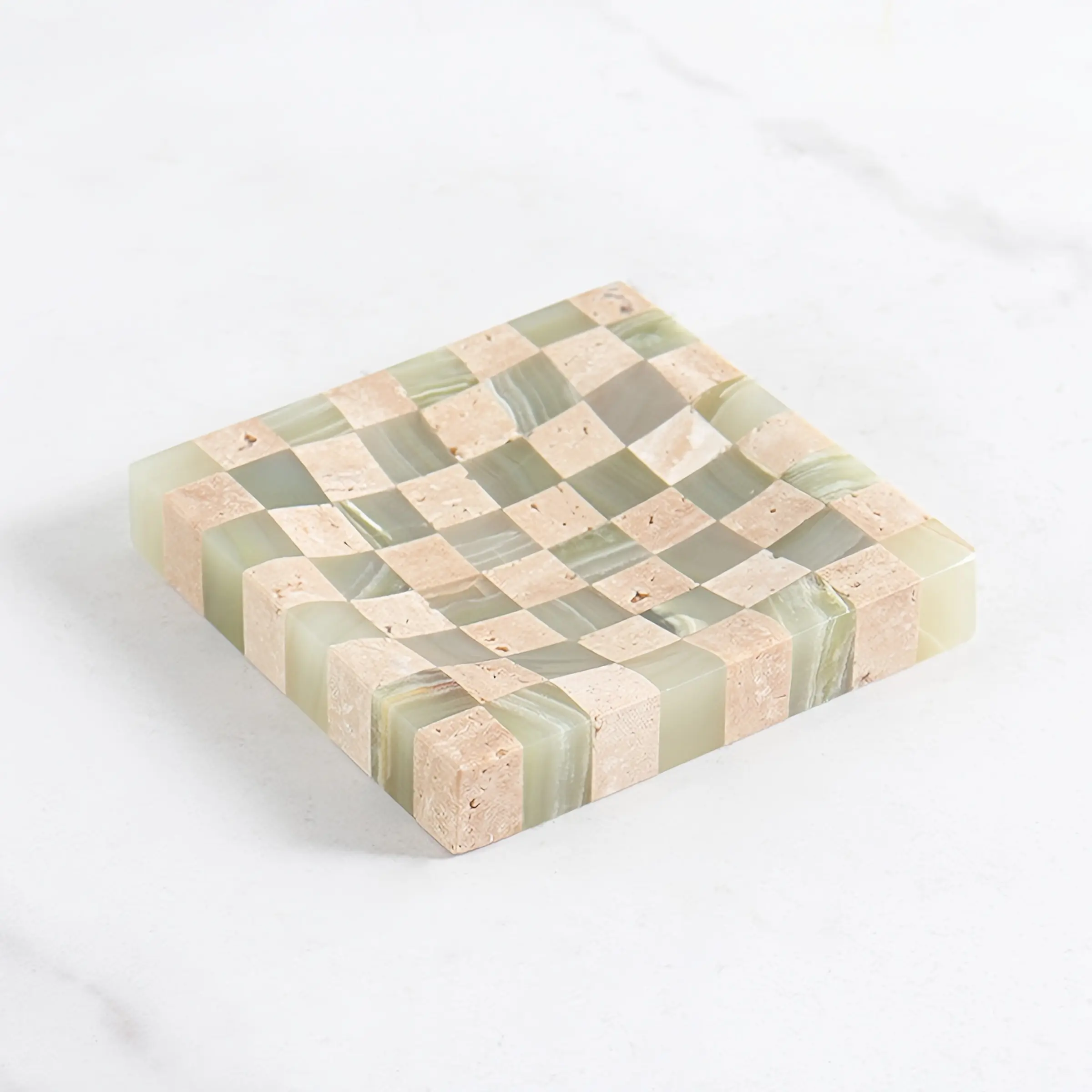 Natural Marble Tray, Grid Jewelry Tray, Bathroom Storage Tray, Square Decorative Tray, Mosaic Pattern, Luxury Office Home Decor, Modern Desk Accessory, Soap Dish