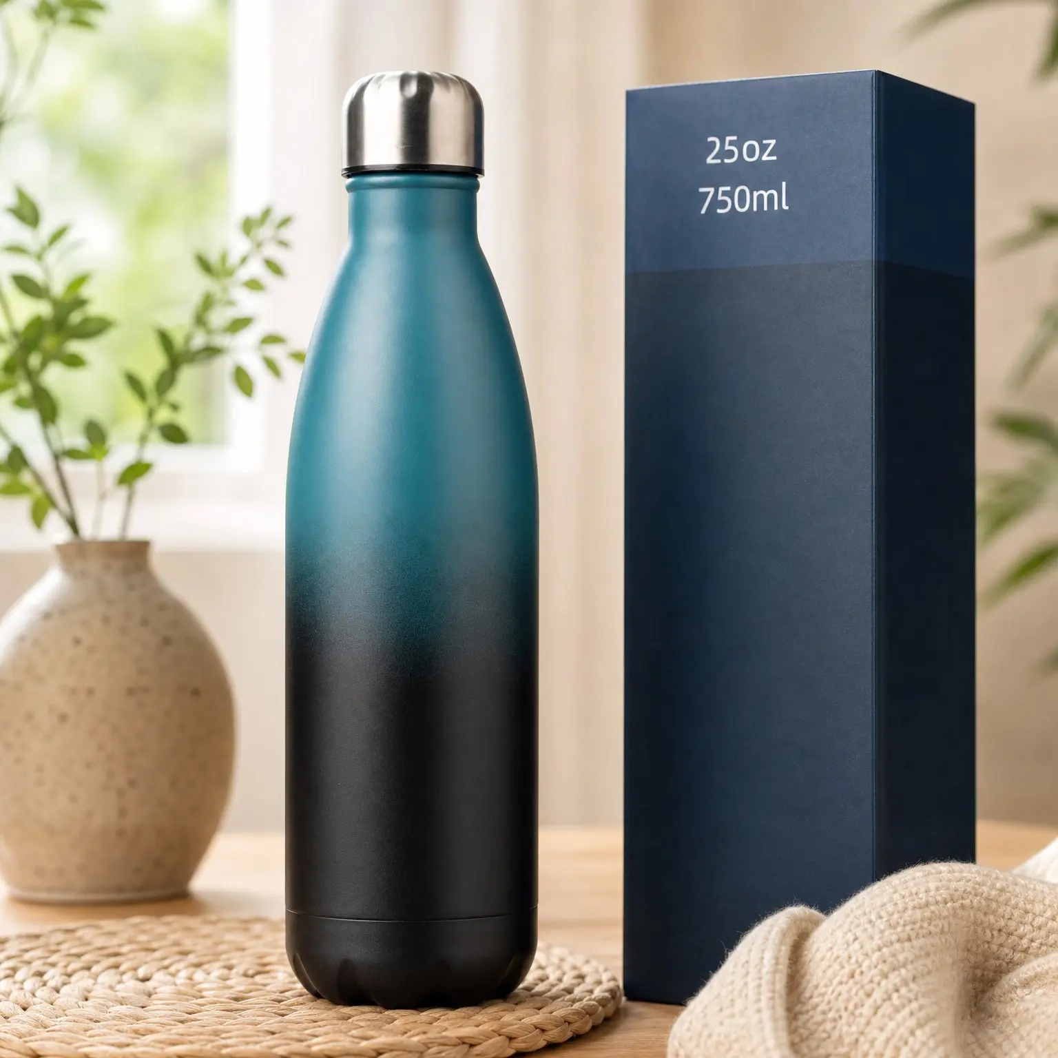 25 oz Insulated Stainless Steel Water Bottle, Indigo Black – BPA-Free Leak-Proof Reusable Metal Bottle Keeps Water Cold for Gym, Hiking, Cycling, Yoga, Travel & Outdoor HydrationGift