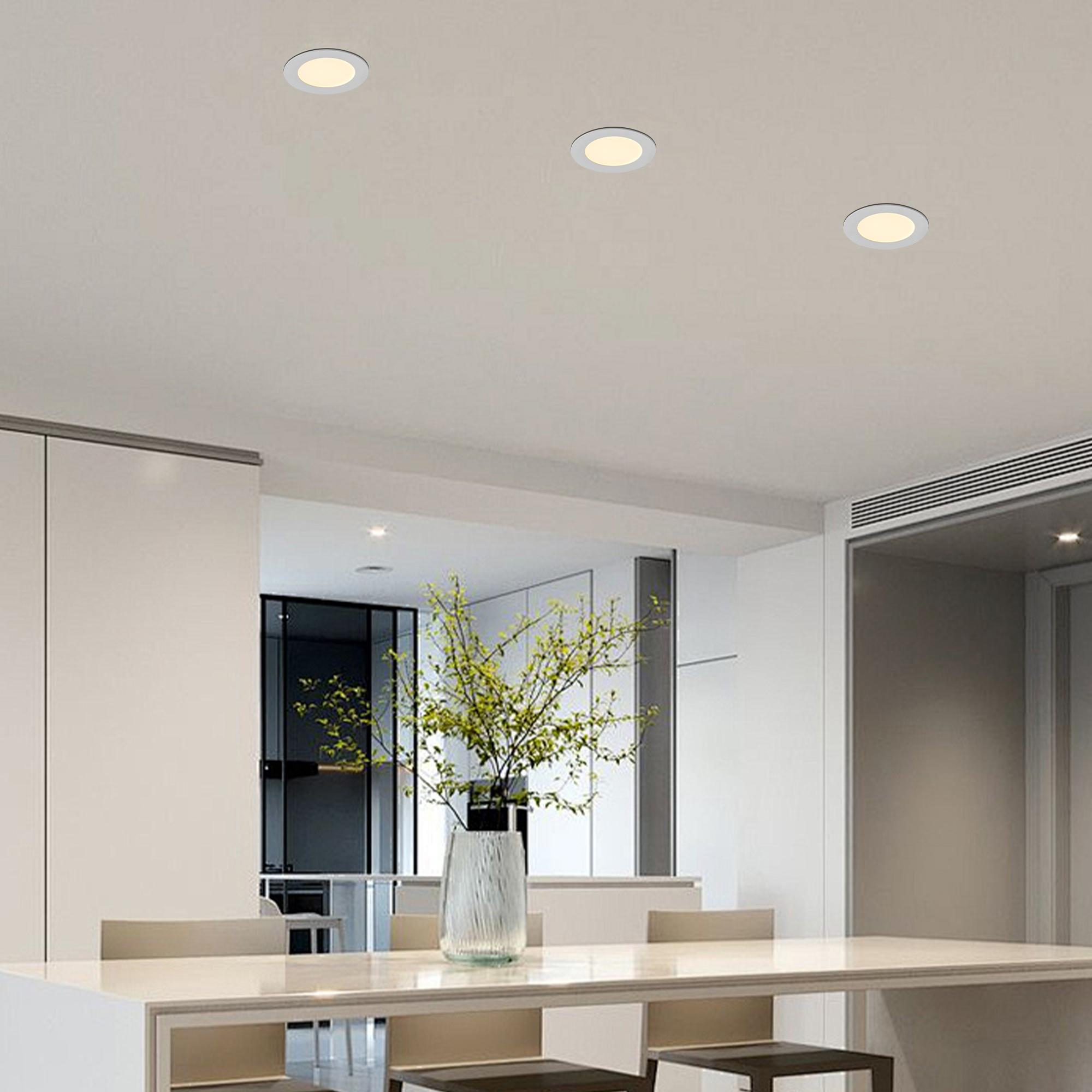 12-Pack 4 Inch Ultra-Thin LED Recessed Ceiling Light White Aluminum PVC Dimmable 2700K-5000K Color Temperature Adjustable Energy-Saving Ultra Slim Fixture with Junction Box for Indoor Home Ceiling Use