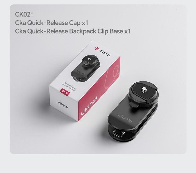 ULANZI CK02 Cka Quick Release Camera Backpack Mount Clip,CK01 Magnetic Mount Stand for DJI Osmo Pocket 3 Accessories, with Standard 1/4" Thread for Action Cameras Pocket 3 Expansion Adapter