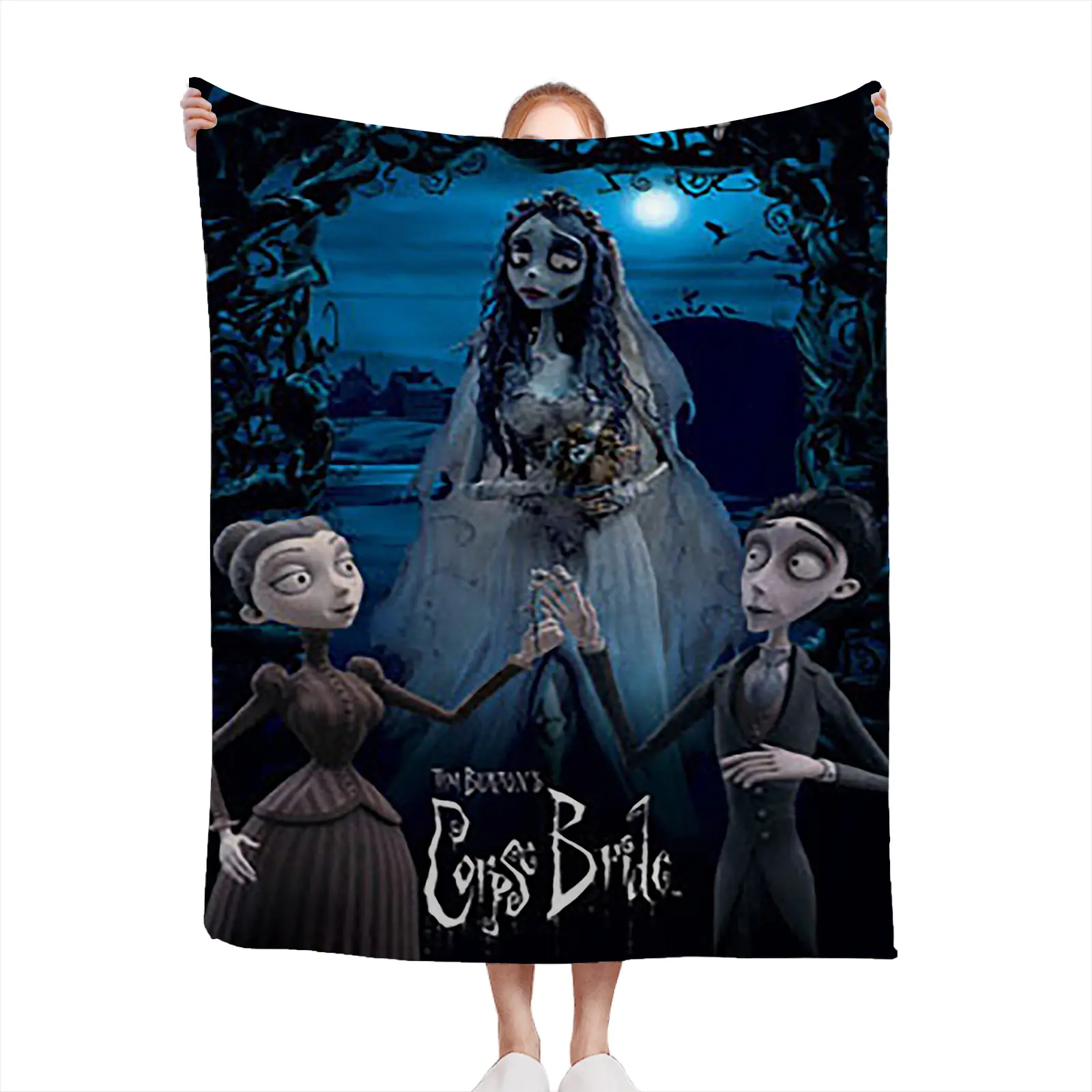 Soft Cozy Throw Blanket Polyester Corpse Bride Print Digital Printing Living Room Bedroom Winter Gift For Fans2607230295