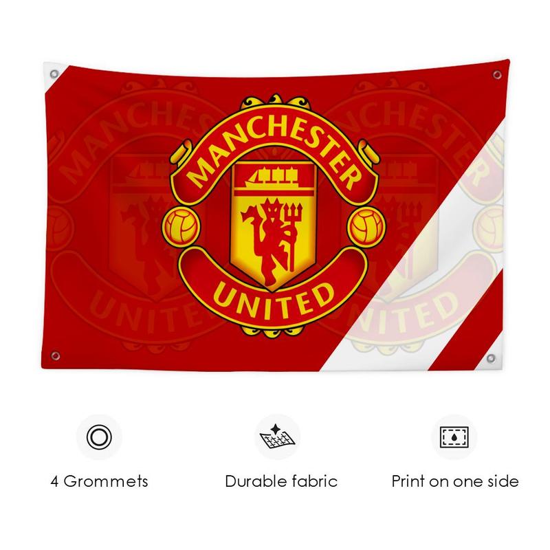 Famous Team M-Manchester U-United Flags European Minimalist Banner - High-Density Premium Knit Fabric | Fade-Resistant Vivid Colors | Lightweight & Durable Polyester Flag for Home Garden, Shop, & Events | Easy to Hang