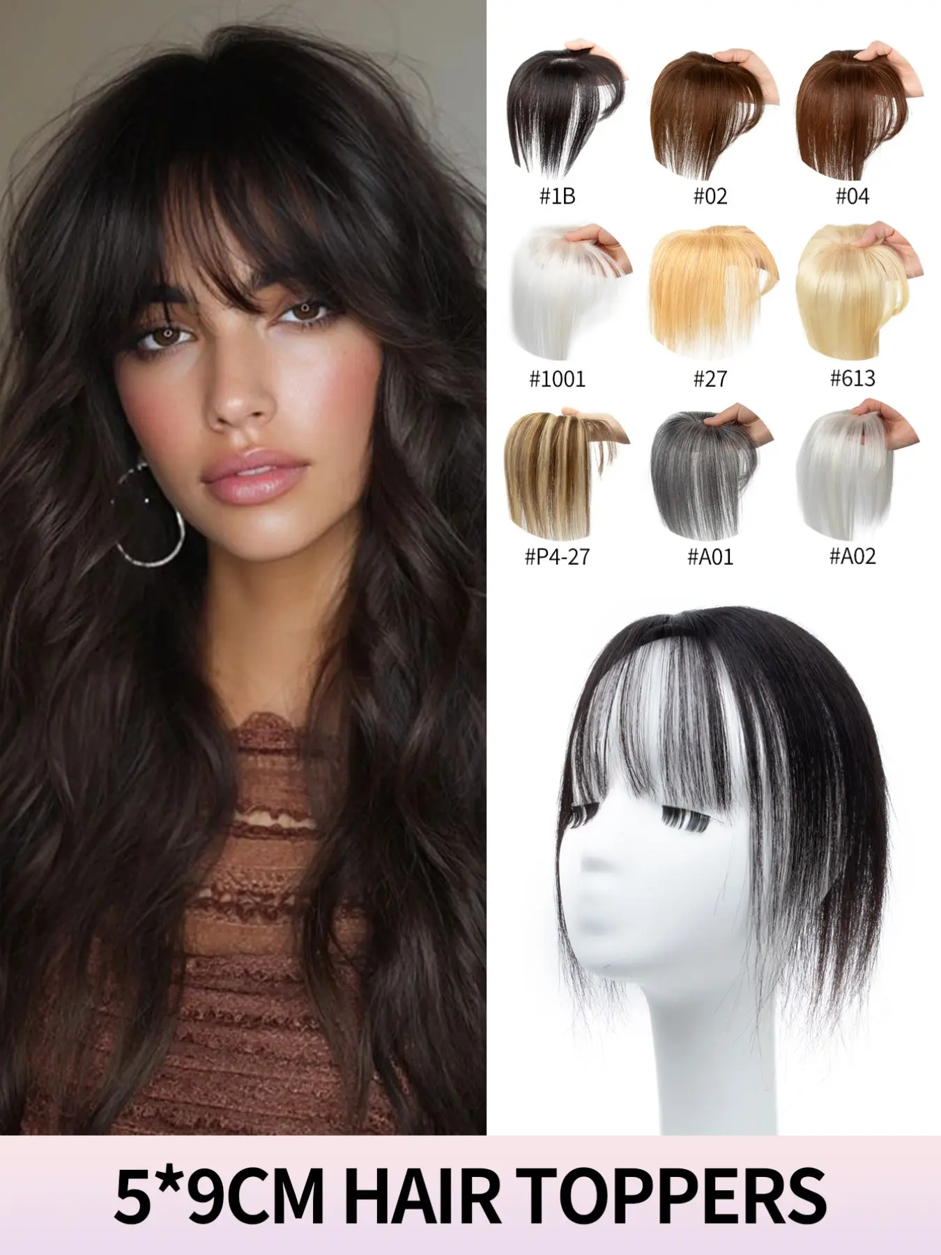 Elegant Lady Bangs Hairpiece, High-Quality Real Hair, Soft Texture, Natural Look, Straight Style, Covers Bald Spots, Perfect for Holidays