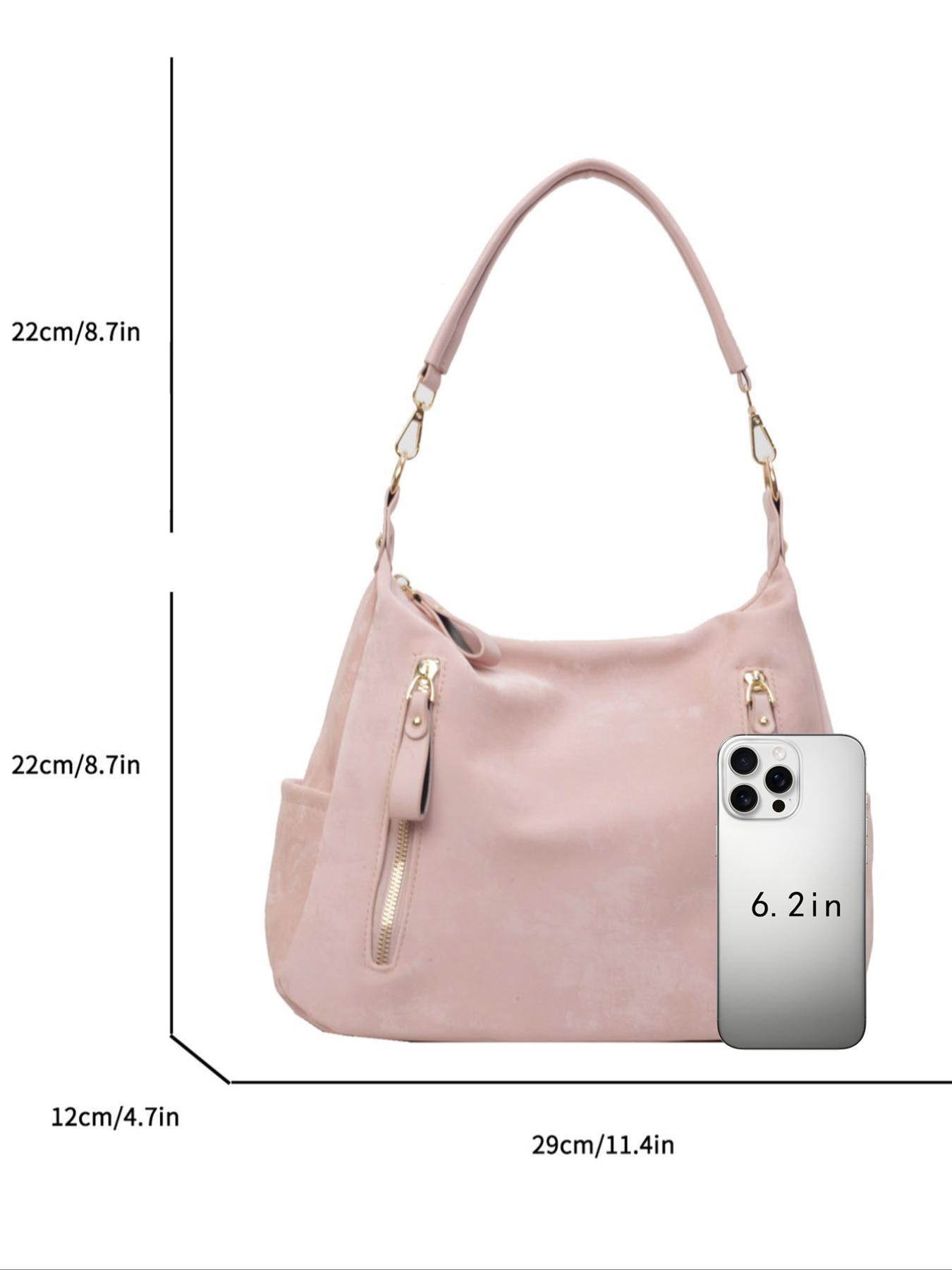 PU Hobo Shoulder Bag, Large-Capacity Solid Color Zipper Bag for College Students and Office Workers, Fall & Winter Fashion Studded Crossbody Bag for School, Work and Daily Commute, Crossbody Purse