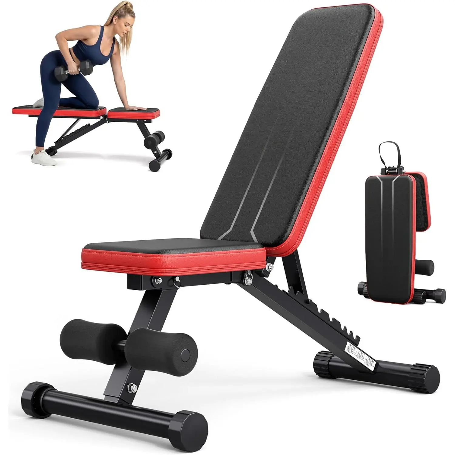 Adjustable Weight Bench for Home Gym - 95% Pre-Assembled, 9 Adjustable Back Positions, 660lb Capacity Compact Bench Press for Small Space, 1Sec Fast Folding
