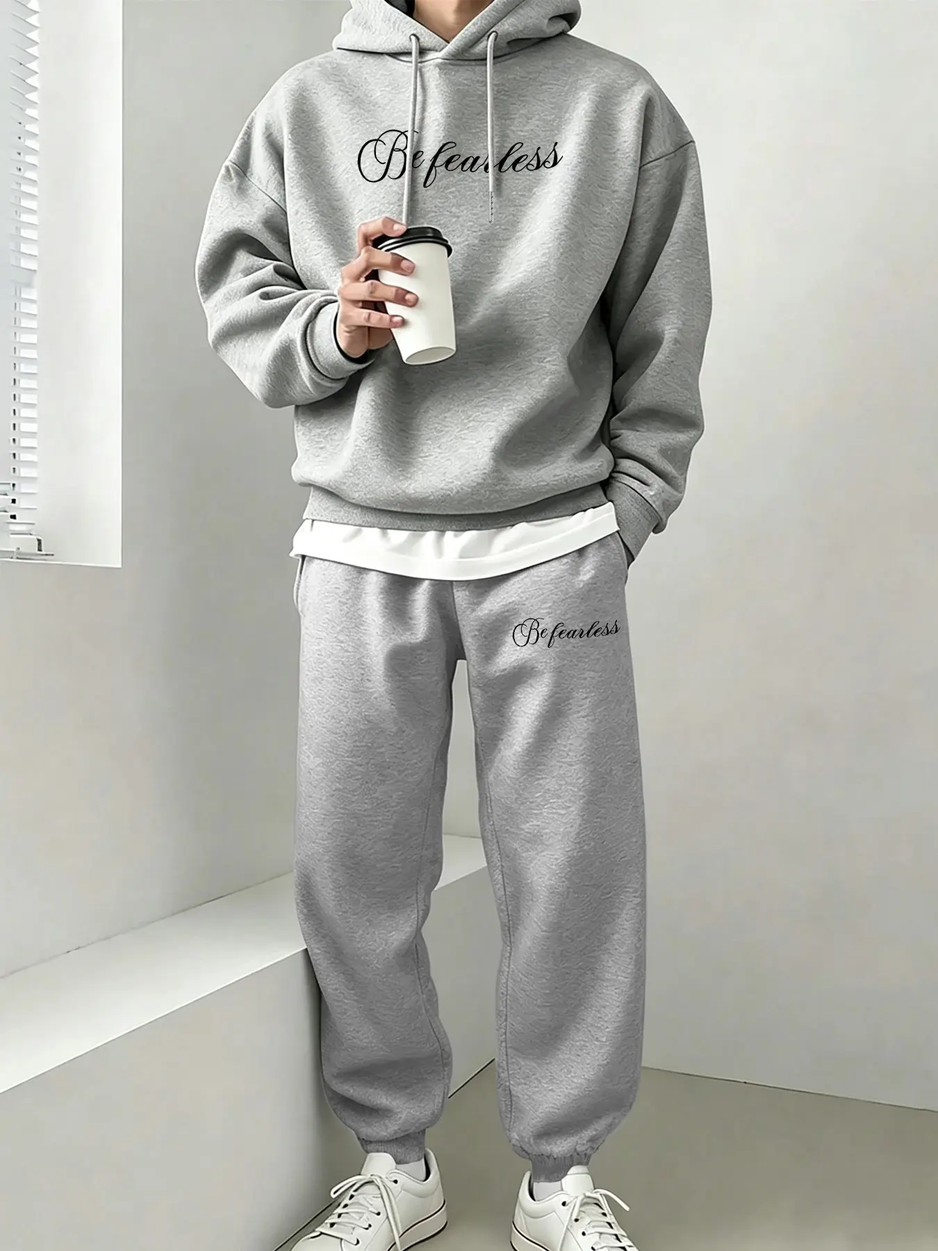 Men’s 2‑Piece Printed Hoodie & Jogger Pants Set, One‑Outfit‑Multiple‑Wear, Drop‑Shoulder Loose Relaxed Silhouette, Comfortable Tracksuit, Suitable for Gym Weight Lifting, Daily Commute, Campus, Light‑Outdoor Hiking, Street Outing and Home Leisure Scenes