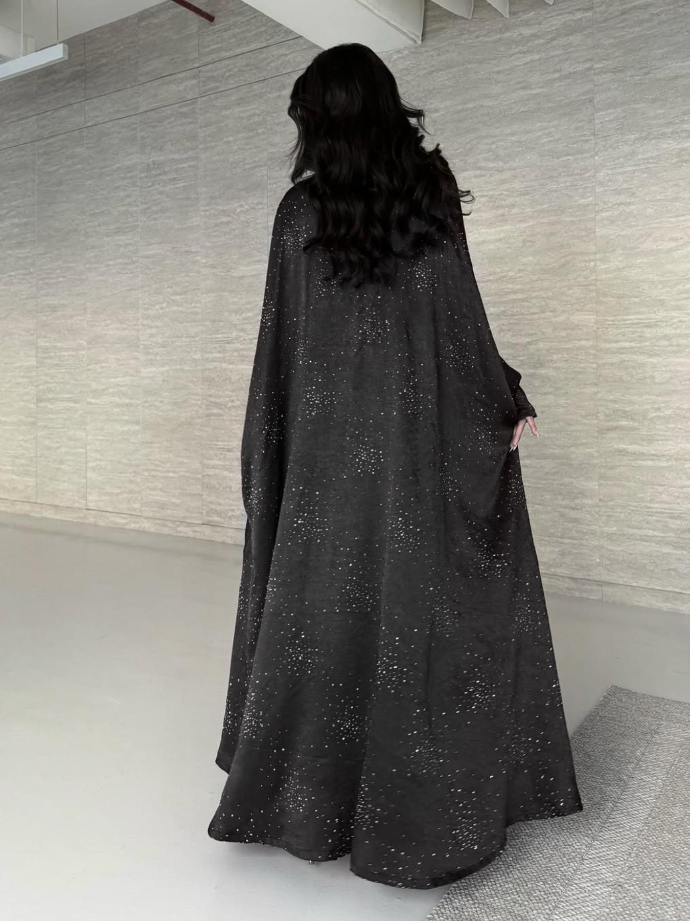 Women's Star Print Long Sleeve Abaya Dress, Loose Abayas, Modest Casual Dress for Party Wedding Guest, Ladies Islamic Clothing for Spring & Fall