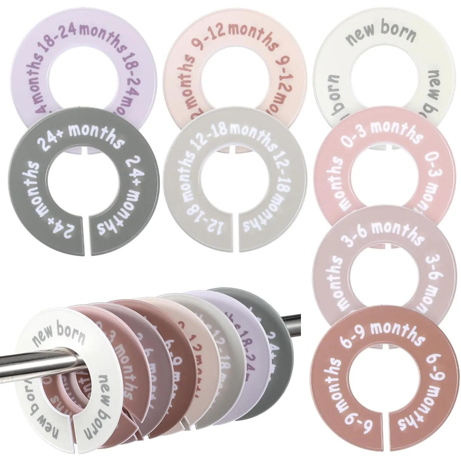 Hecila  Closet Dividers  Closet Dividers for Cloth 8 count | Unisex, Round Double-Sided, Clothes Size Divider,  Clothes Organizers, Labels, Wardrobe Organizer, Hanger Divider