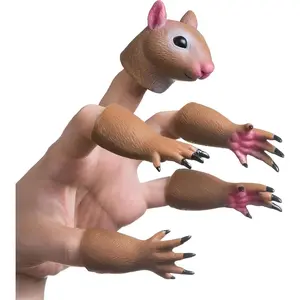 Squirrel Finger Puppet Tiny Hands Theater Prop, Funny Gag Gift for White Elephant, Easter Basket Swap, Adults and Kids