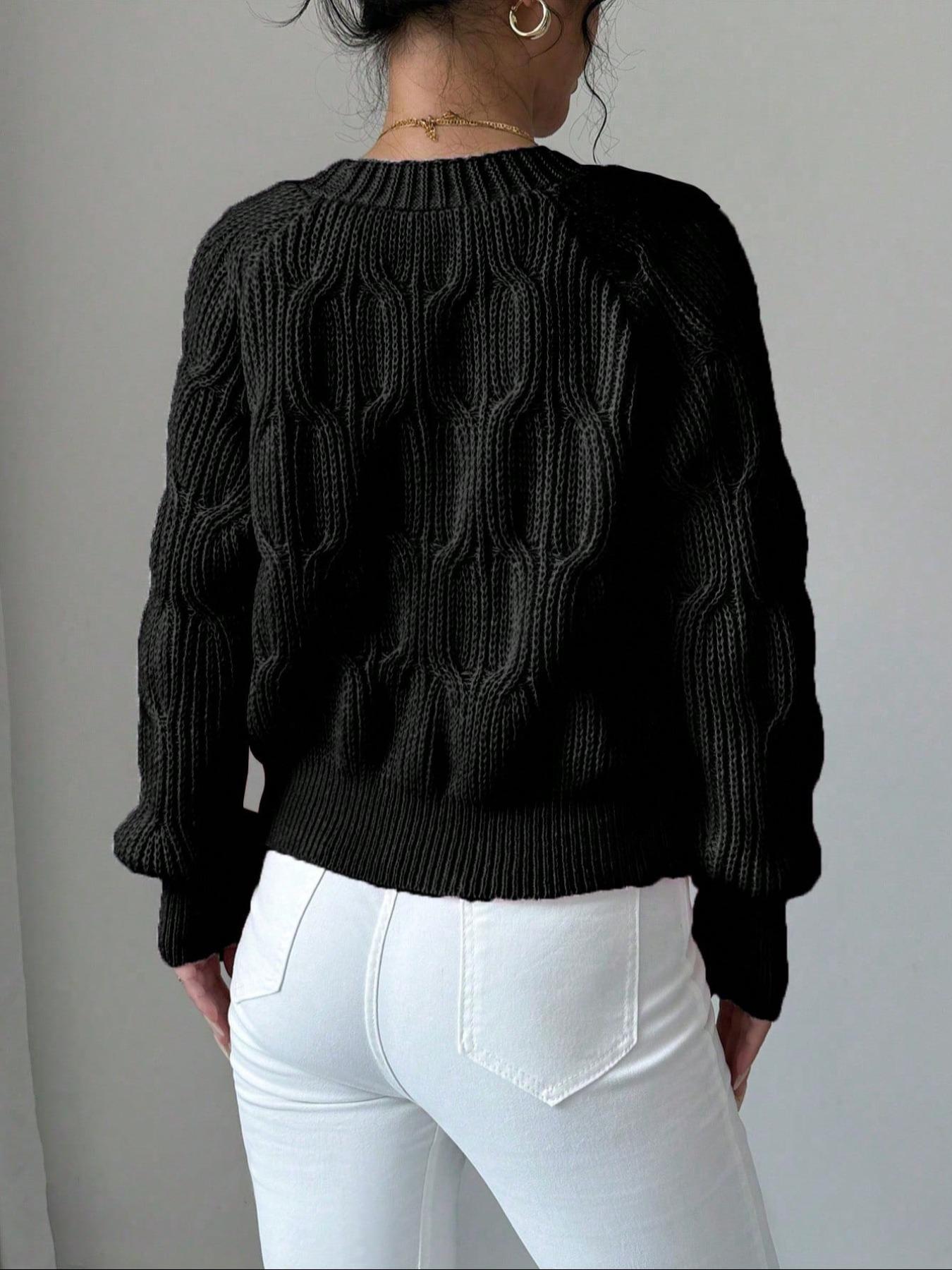 Women's Plain Bow Front Raglan Sleeve Sweater Cardigan, Casual Longsleeves Button Front Knitwear for Fall & Winter, Fashion Women's Knit Clothing for Daily Wear Valentine's Day, gift, Knitting