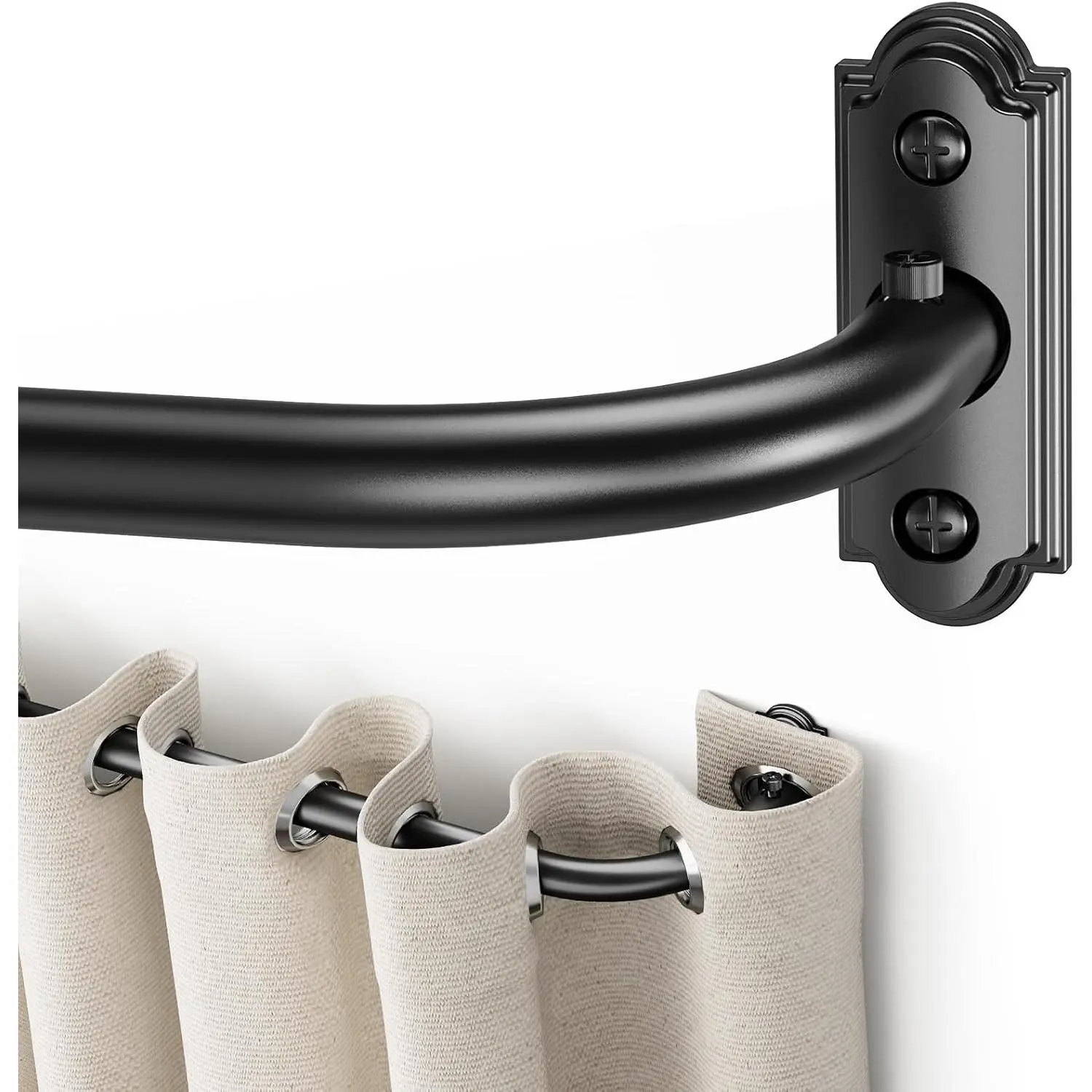 Rod 32-86 Inch, 1 Inch Duty Black Rods for Windows, Window Treatment Rods, Wrap Around Ceiling Rod for Bedroom