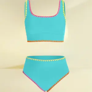 2 Piece Teen Girls Bikini Swimsuit, Removable Chest Pad Bathing Suit for Girls 6-15Y