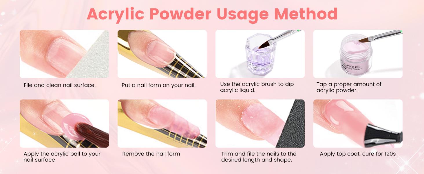 Nail Kit for Beginners with Everything: Professional Nail Acrylic Powder Liquid Set with Practice Hand Drill U V Light in Cosmetic Bag for Women Salon Home (Pink)