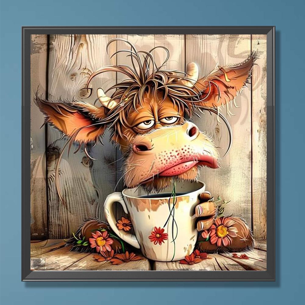 Paint By Numbers Kit On Canvas DIY Oil Art Cow Picture Home Wall Decor 30x30cm (D)