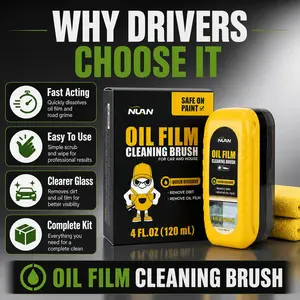 NUAN 2PCS Car Windshield Oil Film Cleaning Brush, Reusable Glass Scrubber for Auto Windows, Mirrors, Smudges, Road Film & Haze