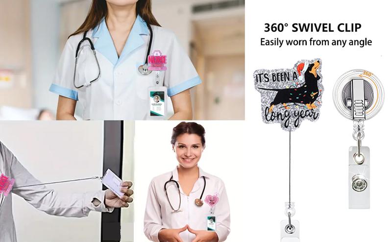 2PCS Funny Turtle Nurse Badge Reel, Cute Work Badge Holder with Retractable Clip, Pediatric Badge Buddy, Nursing Student RN LPN CNA MA Medical Worker Teacher Doctor ID Name Badge Clip Accessories