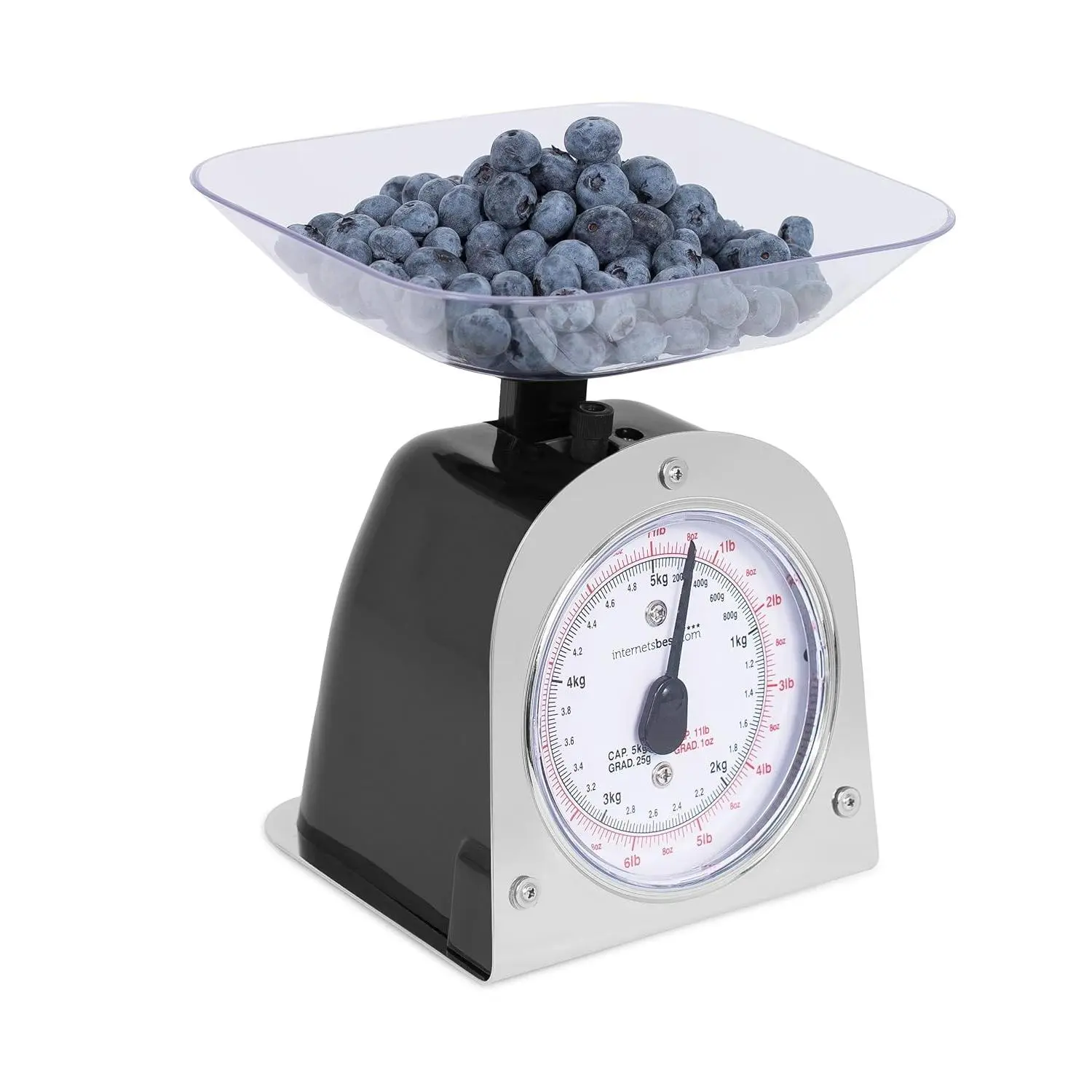 Mechanical Kitchen Food Weight Scale with Removable Bowl – Accurate Measurements up to 11 lbs (5 kg) – Ideal for Cooking, Baking, and Portion Control