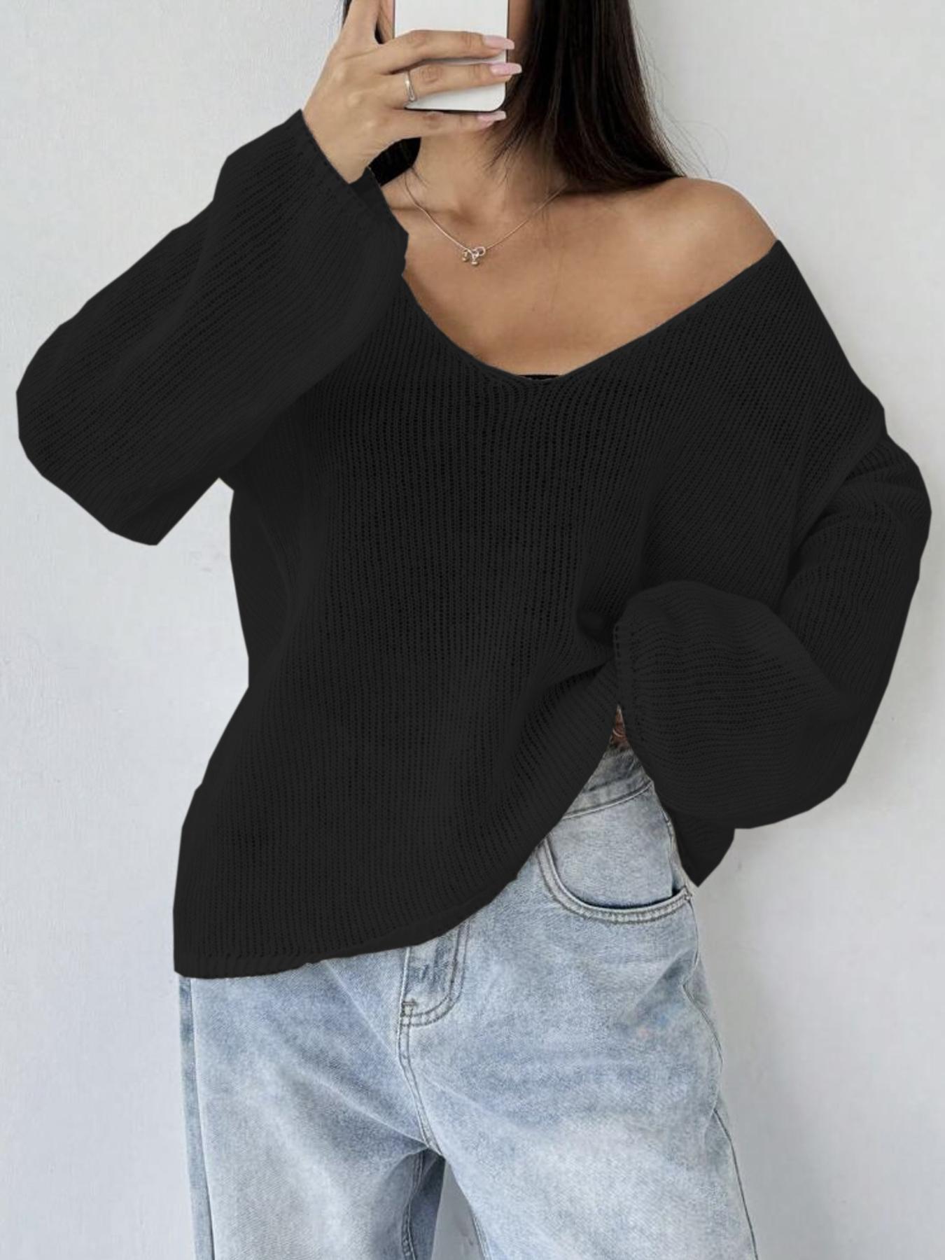 Women's Plain Sheer Sweater Pullover, Casual Basic Long Sleeve Jumper for Daily Wear, Ladies Knitwear for All Seasons