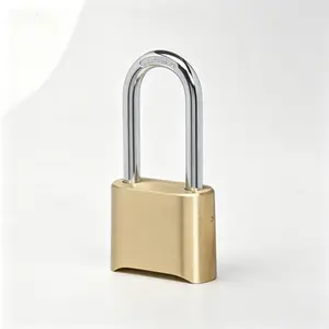 Customizable 2-Foot Lock Resettable Combination Padlock, Heavy Duty Security with 2-1/4 in.Shackle, Durable Brass Finish, Wide Shackle Lock for Gates, Sheds, and Storage, Easy to Set Your Own Code, No Key Required