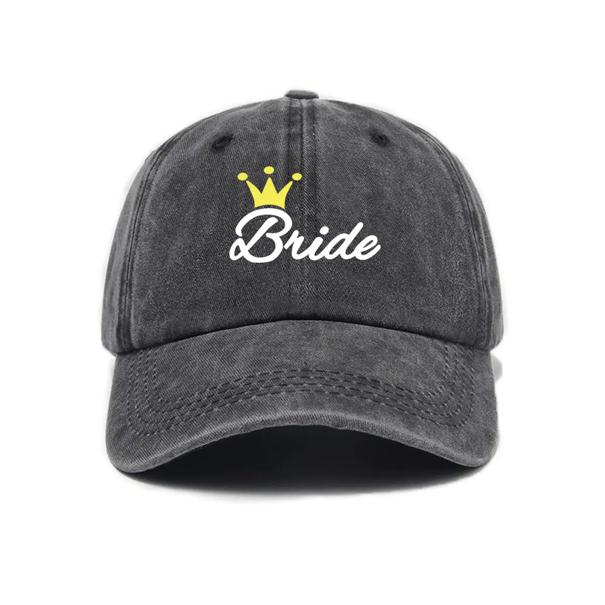 Vintage "Bride" Graphic Dad Hat, Washed Cotton Baseball Cap for Unisex Wear with Adjustable Strap for Bachelorette Wedding Party Gift, Graphic Print