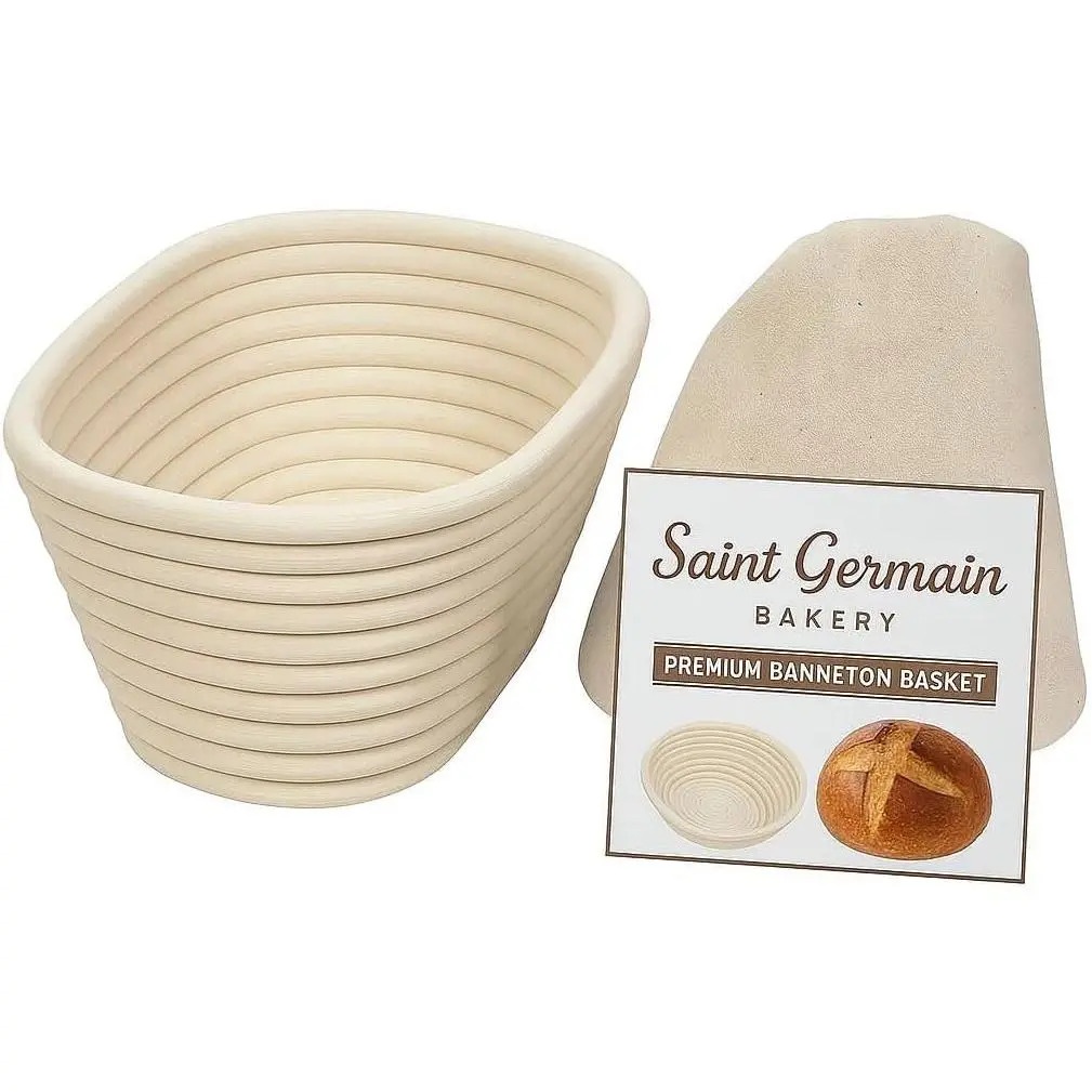 Round Bread Banneton Basket with Liner -  Brotform Proofing Basket for Making Beautiful Bread (10 inch Oval)