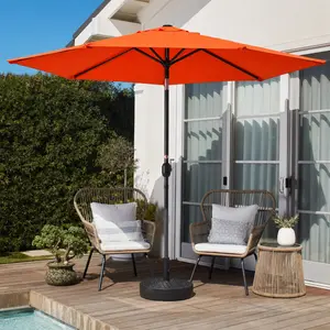 7.5 FT Patio Sun Umbrella, Adjustable Outdoor Market Umbrella with Push Button Tilt and Easy Crank Operation for Backyard & Garden