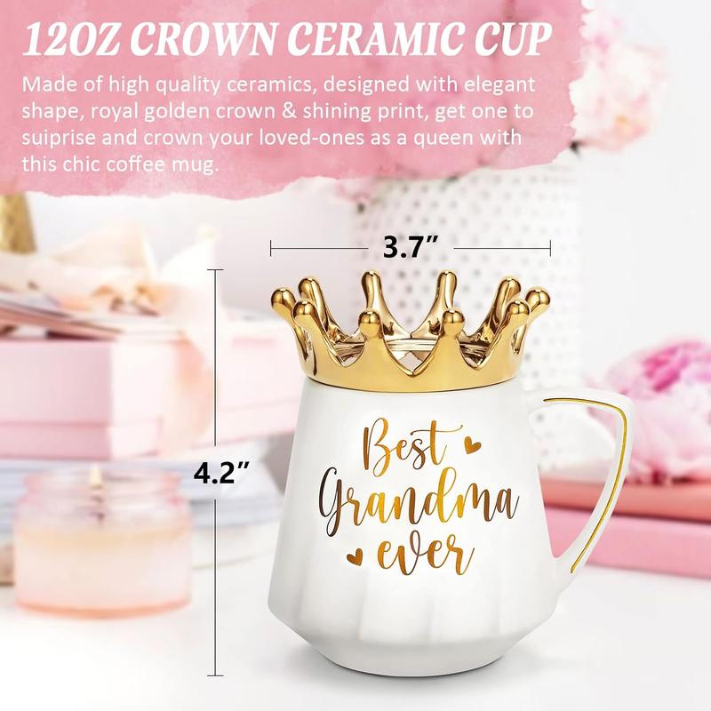 Mothers Day Gifts for Grandma Gifts from Grandkids Grandchildren,  Grandma Ever Ceramic Coffee Mug Grandma  Cup 12Oz with Crown Lid, Nana Gifts Birthday Gifts Grandma Mothers Day Gifts Nana Mug