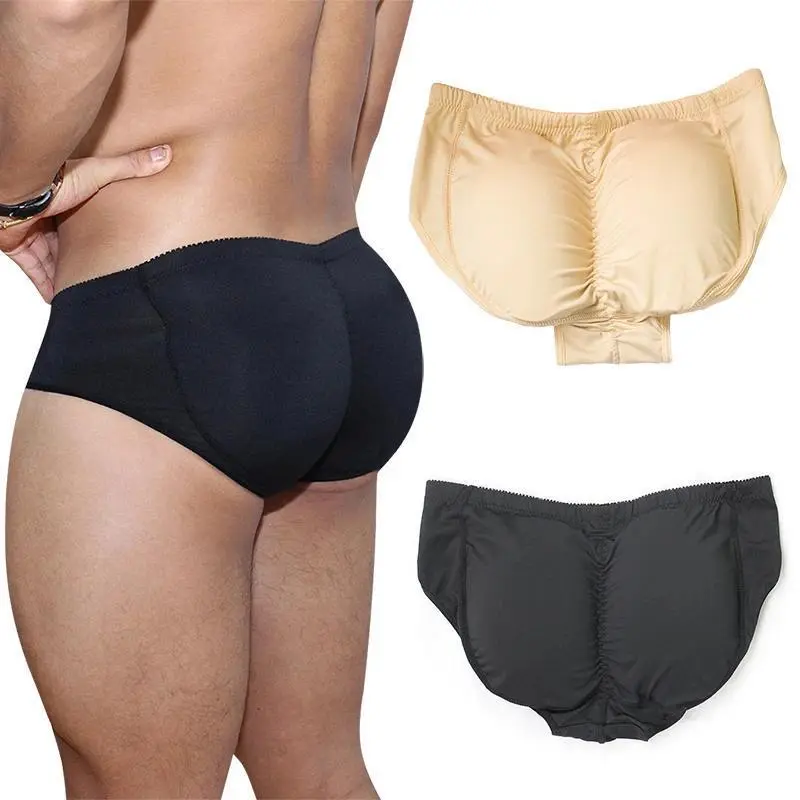 Men's Elastic Fit Soft Fabric Menswear Shapewear - Hip Lifter, Fake Ass Padded Panties, Body Shaper Underwear for Plus Sizes S-6XL Black