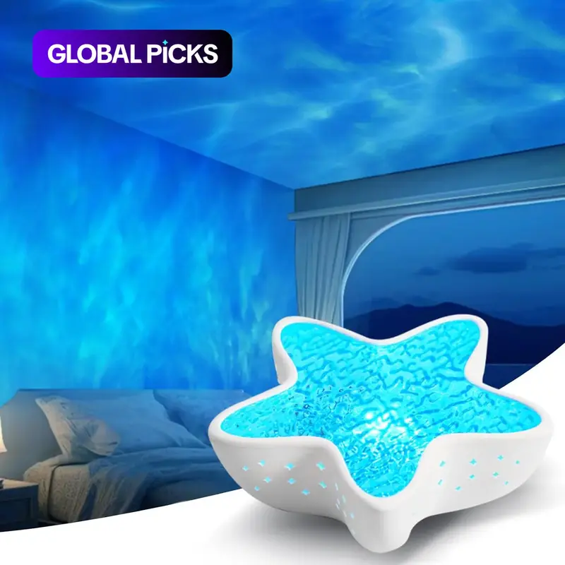 Starfish 7-Color Ocean Wave Projector Lamp, Planetarium Star and Space Projector, Starry Projector, Light Projector, Cute Room Decor and Romantic Gift for Family and Friends #GLOBAL PICKS