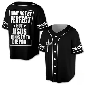 Unisex Button Up Baseball Jersey With Classic Jesus Graphic Soft Breathable Casual Christian Faith Daily Street Top
