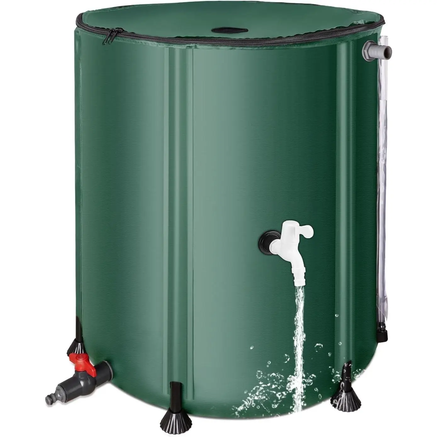 50 Gallon / 200L Collapsible Rain Barrel, Foldable PVC Rain Barrels to Collect Rainwater from Gutter, Portable Water Storage Tank Container with Spigot, Water Catcher Collector Green