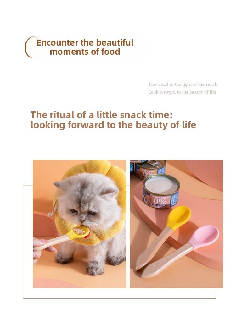 SoPets Pet Food Spoon Silicone Cat Feeding Scoop for Wet Food Canned Food with Wooden Handle Safe Dishwasher Friendly Pet Supplies Automatic Feeder Accessories