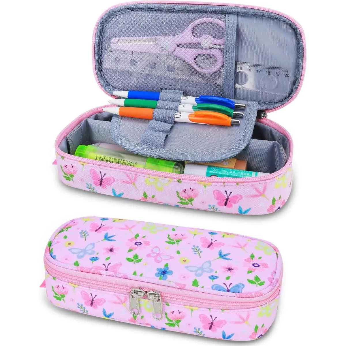 Pencil Case for Girls-Soft Zipper Large Capacity Pencil Pouch for Girls Pencil Case for School Pencil Bag for  ( Butterfly)
