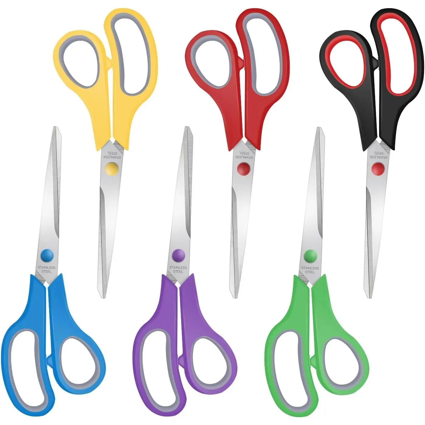 6 Packs Sewing Craft Scissors Bulk,8" Multipurpose Heavy Duty Sharp Scissors,Stainless Steel Shears for Home Office Student Supplies,6 Colors