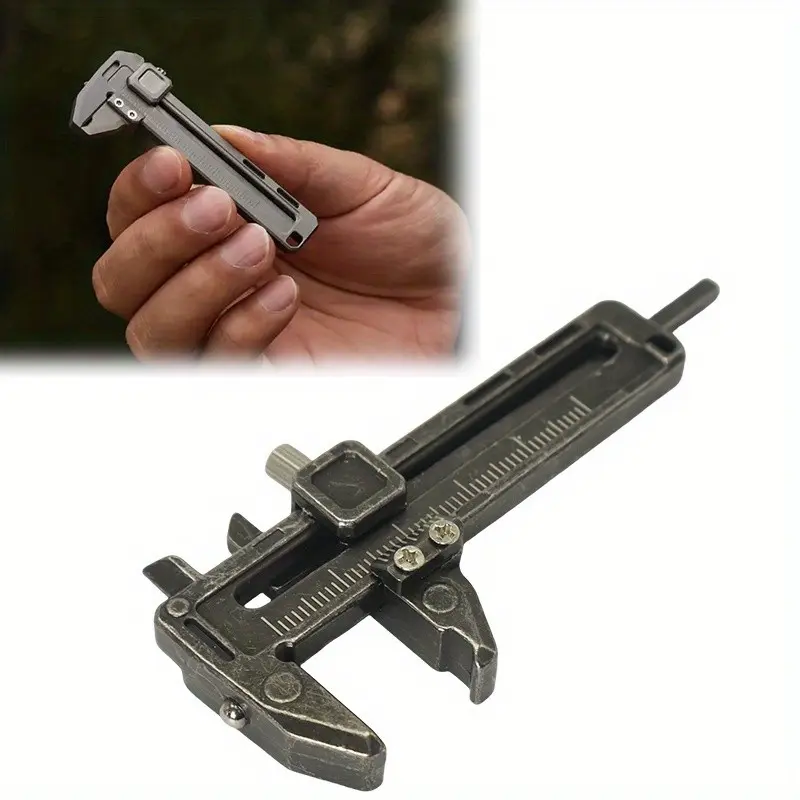 Mini multi-function alloy caliper, Portable measuring tool, with more than 9 functions, portable mini caliper, with bottle opener, wrench, mobile phone holder, etc.