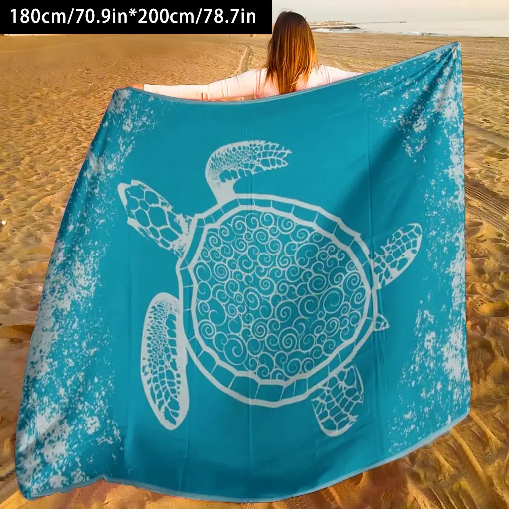 1count Turtle Print Beach Towel, Extra Large Ultra-Soft Microfiber Quick-Dry, Ideal for Pool, Travel, Yoga, Summer Vacation Gift, 300g Thick Fabric